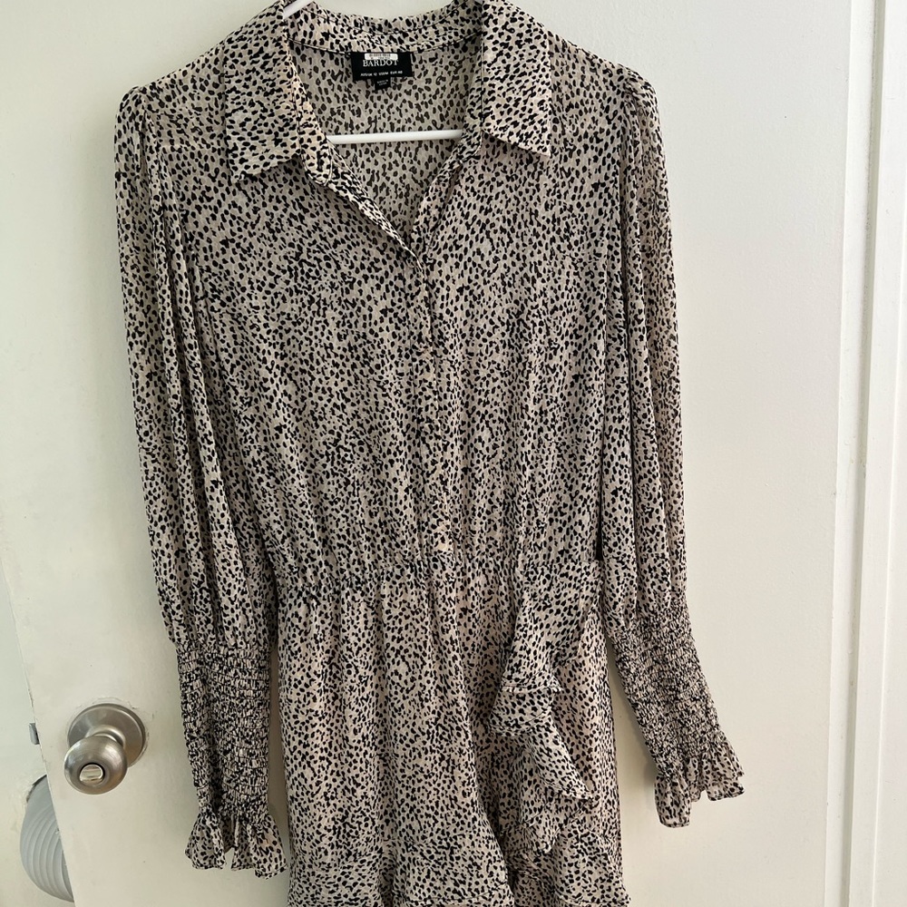 BARDOT LEOPARD DRESS WITH TIE BELT SIZE US 8/M